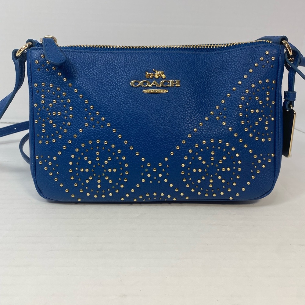 Coach Mini Studs Zip Top Crossbody in Pebbled Leather F34426